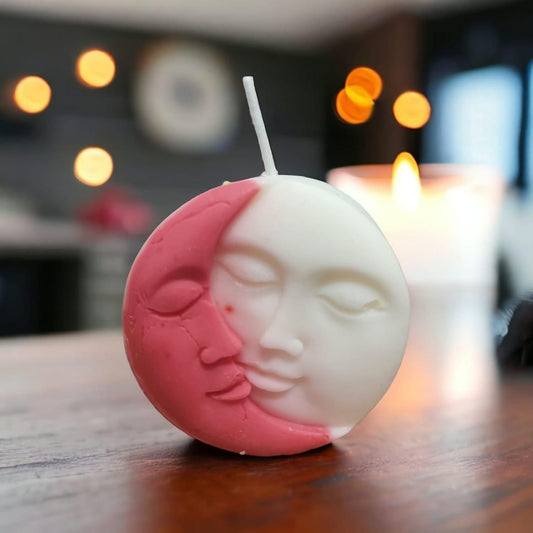 2 Pcs Sun Moon Double Shade Design Hand Poured Pure Soy Wax Scented Candle